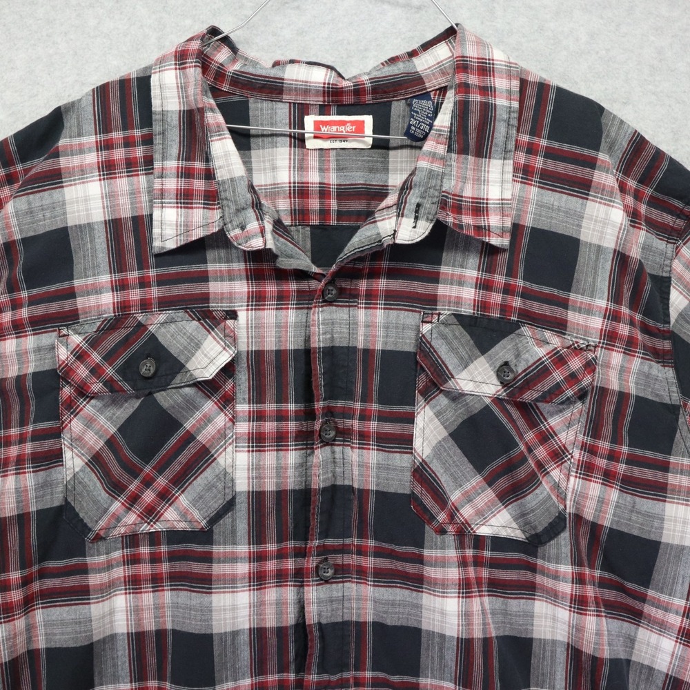 Wrangler Shirt Mens 3XLT Tall Outdoor Flap Pocket Button Up Plaid Short Sleeve - Picture 2 of 6